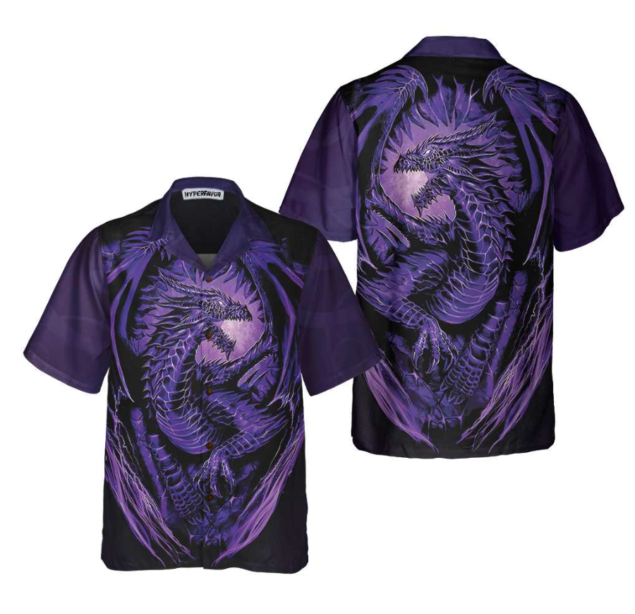 Purple Neon Dragon Hawaiian Shirt