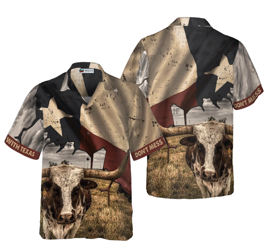 Texas State Map Pattern Flag Texas Hawaiian Shirt