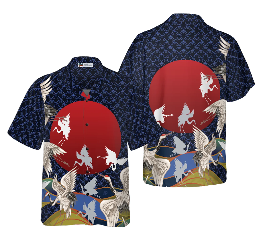 Japanese Cranes Hawaiian Shirt