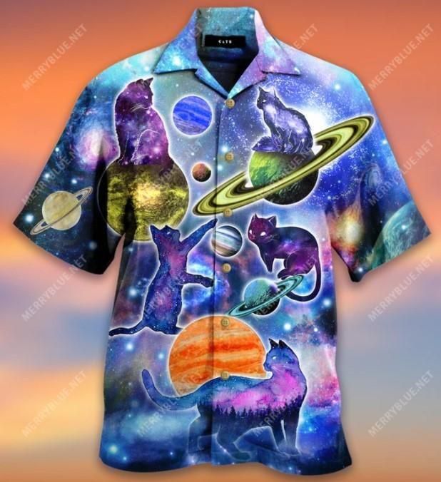 Cats Galaxy Fun For Cat Lover Gift For Patrick'S Day Aloha Hawaiian Shirt Colorful Short Sleeve Summer Beach Casual Shirt For Men And Women