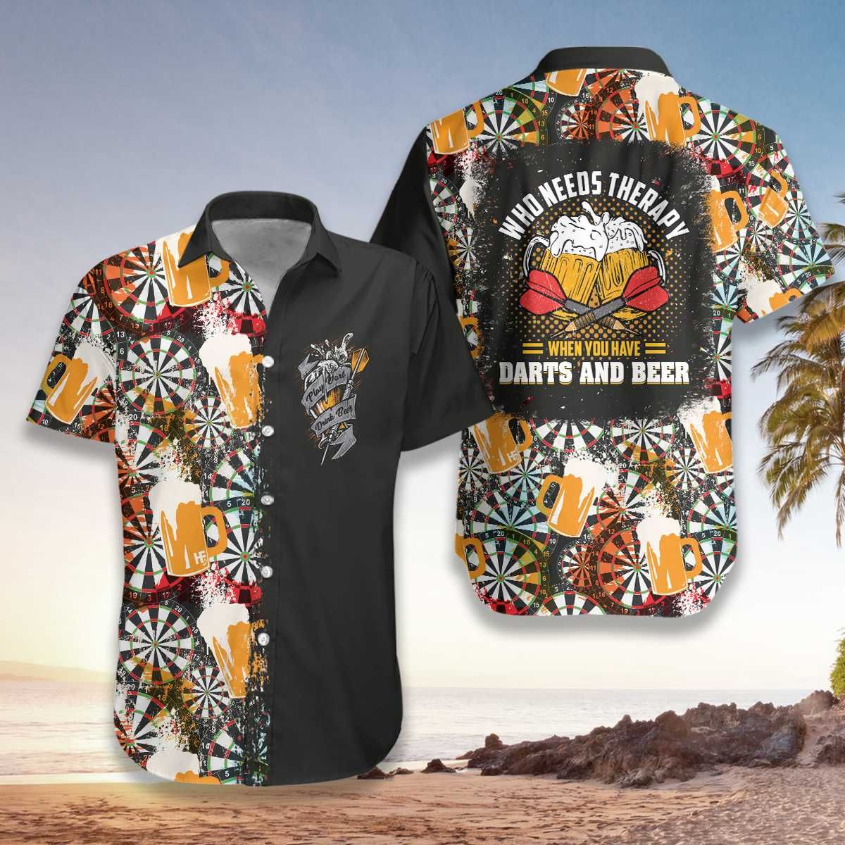 Felacia [Hawaii Shirt] Who Needs Therapy Darts And Drink Beer Hawaiian Aloha Shirts-ZX3036