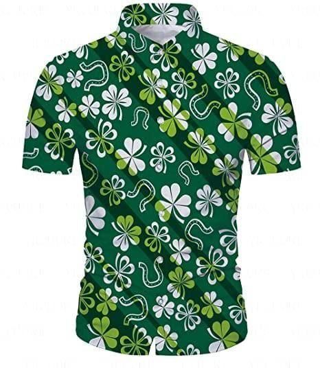 Shamrock Pattern Saint Patrick'S Day Aloha Hawaiian Shirt Colorful Short Sleeve Summer Beach Casual Shirt For Men And Women