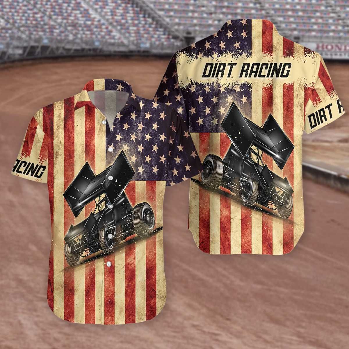 American Flag Dirt Racing Hawaiian Unisex Aloha Shirts #Va