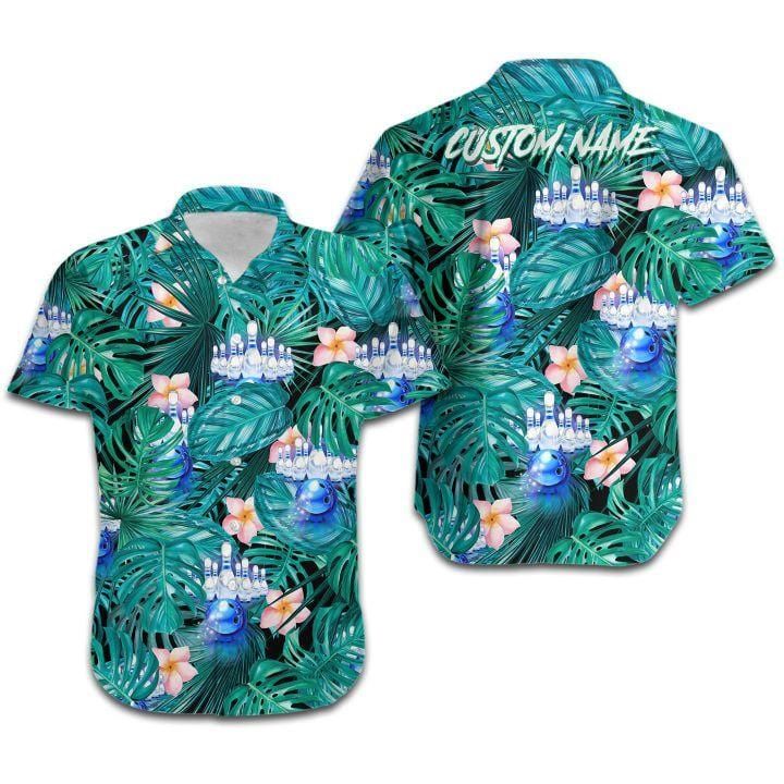 Felacia [Hawaii Shirt] Custom Name Tropical Bowling Blue Hawaiian Aloha Shirts-ZX1819