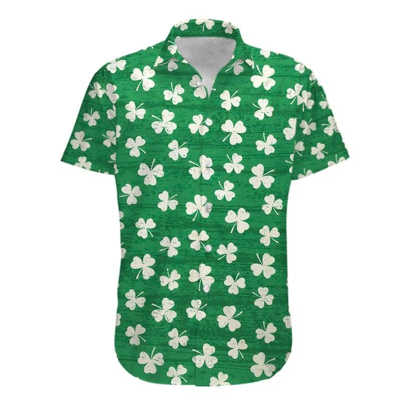 Felacia [Hawaii Shirt] Simple Shamrock Pattern Saint Patrick's Day Hawaiian Aloha Shirts-ZX2628
