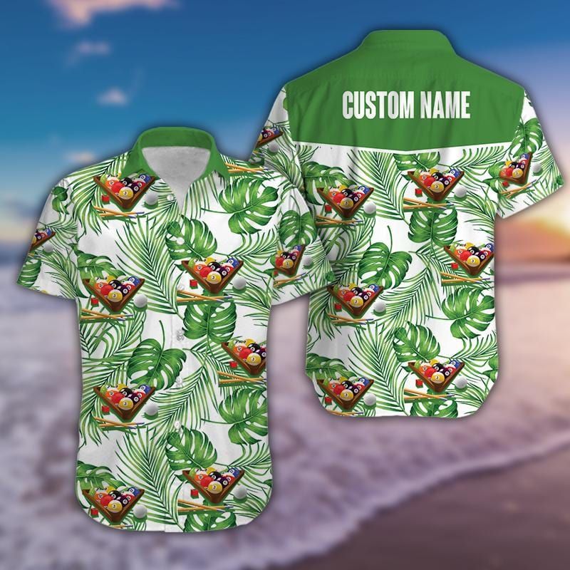 Personalized Billiard Tropical Green Unisex Hawaiian Shirts #260421h