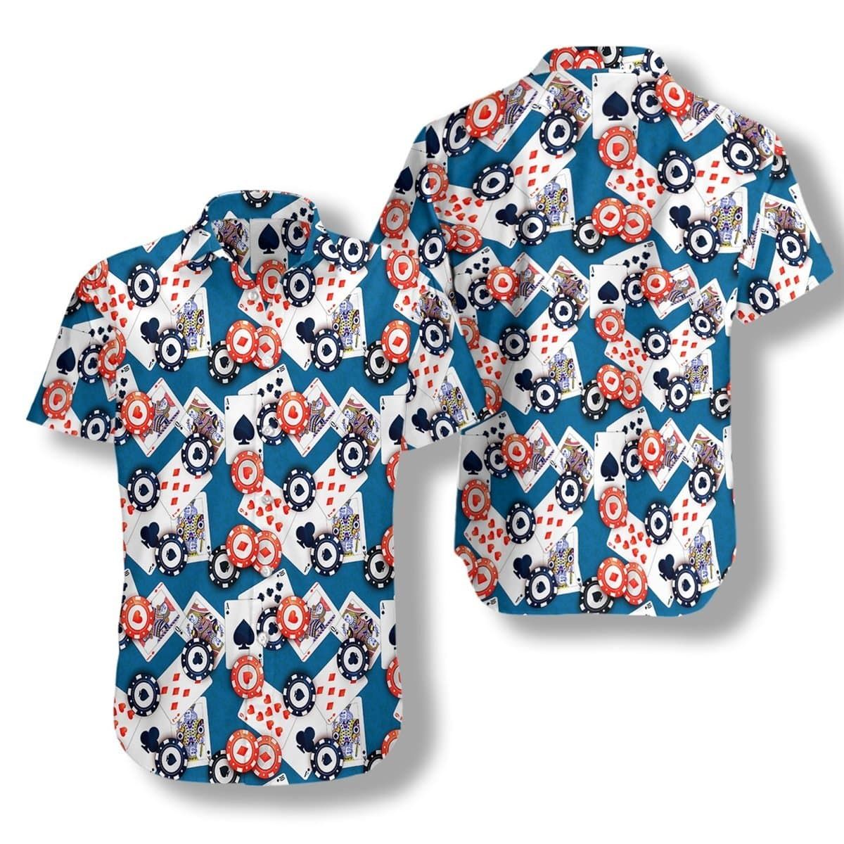 Poker Seamless Blue Pattern Hawaiian Shirt #H