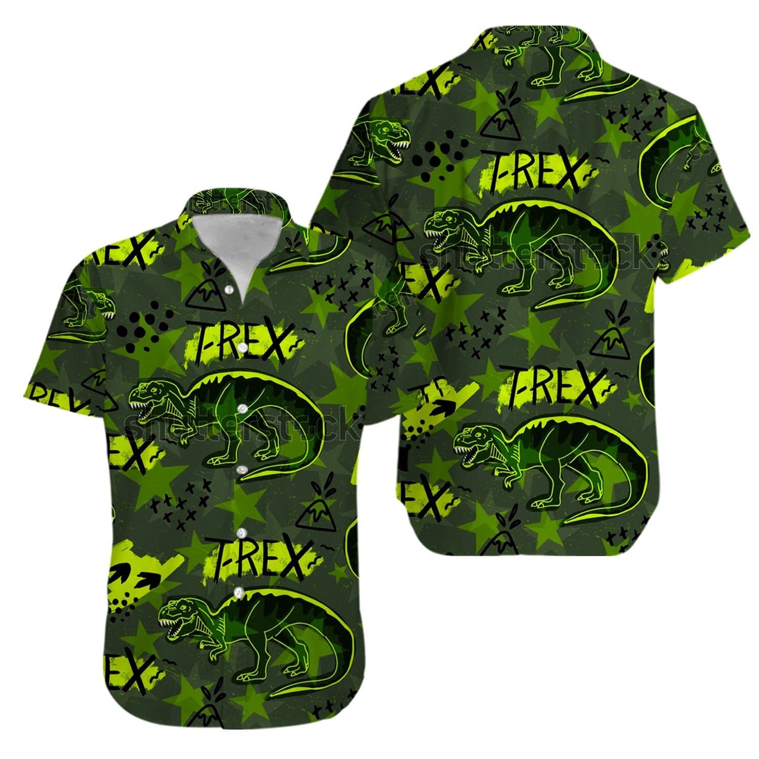 T-rex green Hawaiian Shirts #KV