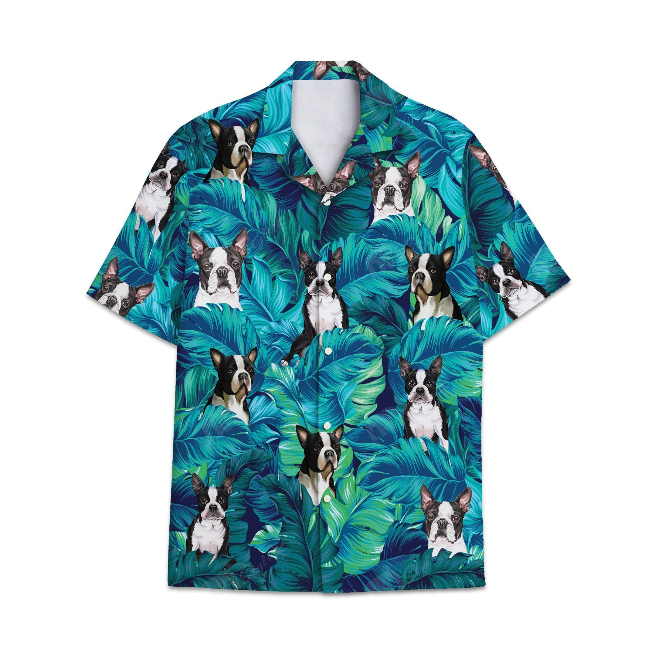 Hawaiian Shirt Boston Terrier Tropical