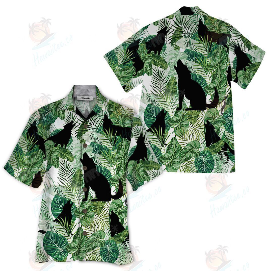 Hawaiian Shirt Wolf Green Tropical