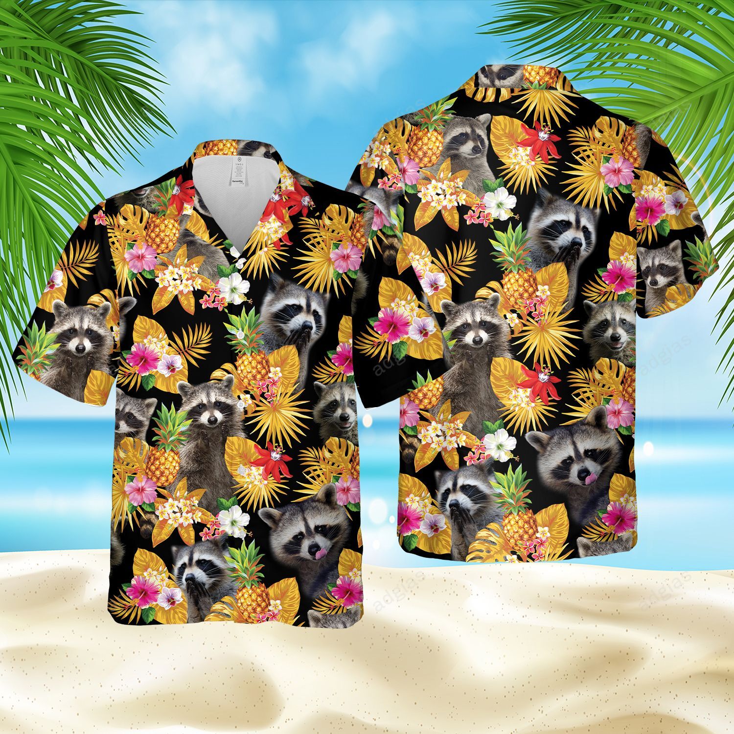 Raccoon Lovers Tropical Summer Beach, Hawaii Style Hawaiian Shirt