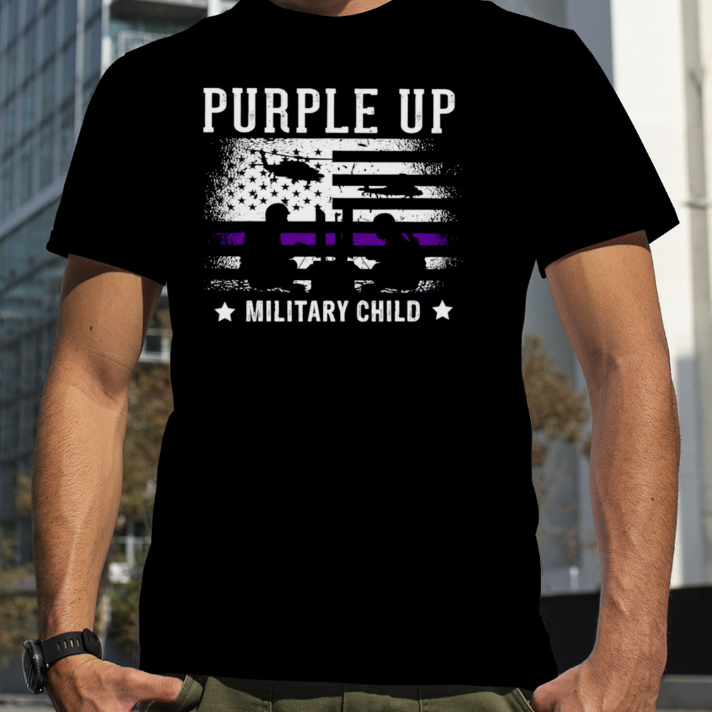 Grunge Flag Purple Up Month Military Children Usa shirt