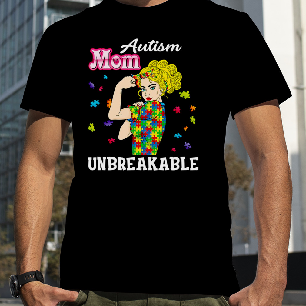 Unbreakable Autism Awareness Rainbow Ribbon Autism Mom shirt