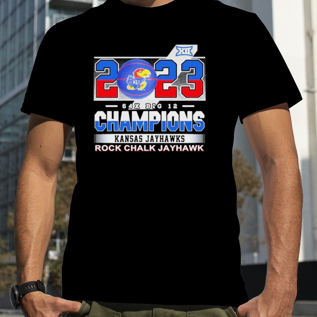2023 64x Big 12 Champions Kansas Jayhawks Rock Chalk Jayhawk Shirt