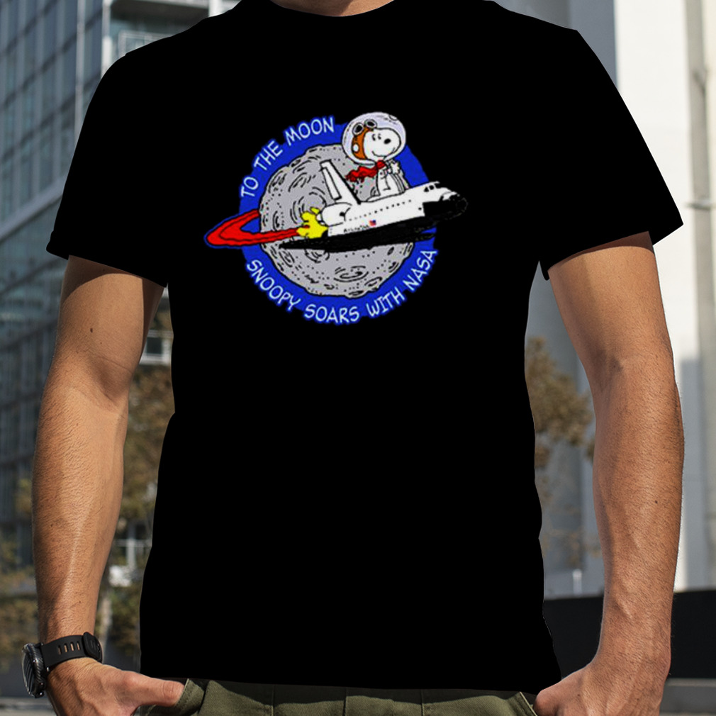 To the moon Snoopy soars with Nasa shirt