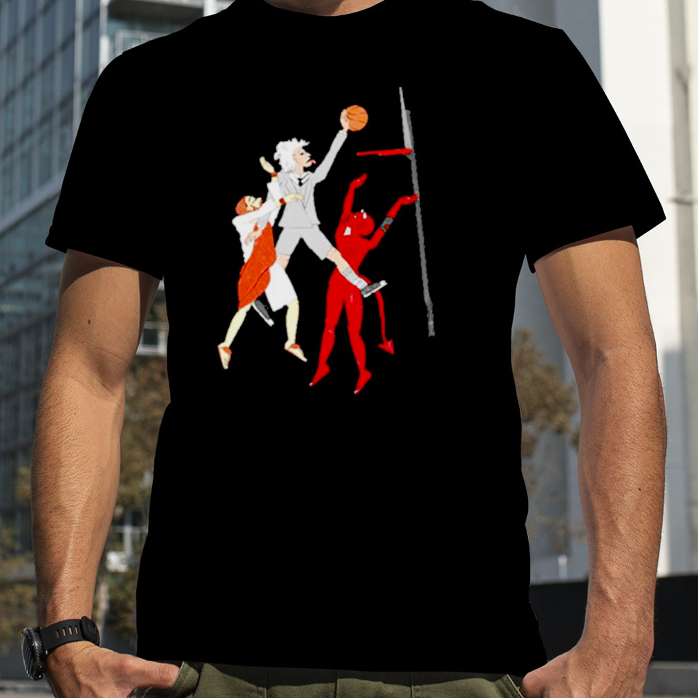 Einstein Dunks on Jesus and Devil shirt