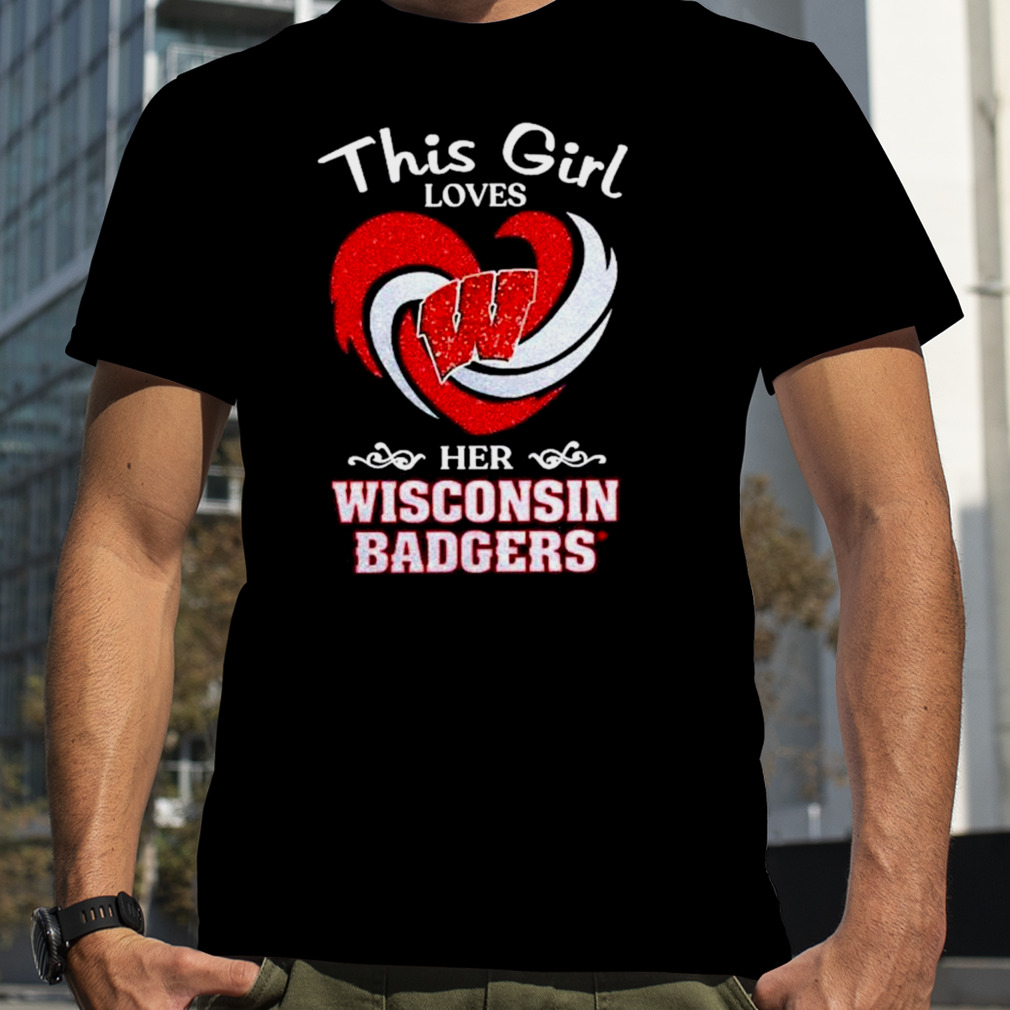this girl loves her Wisconsin Badgers heart diamond shirt