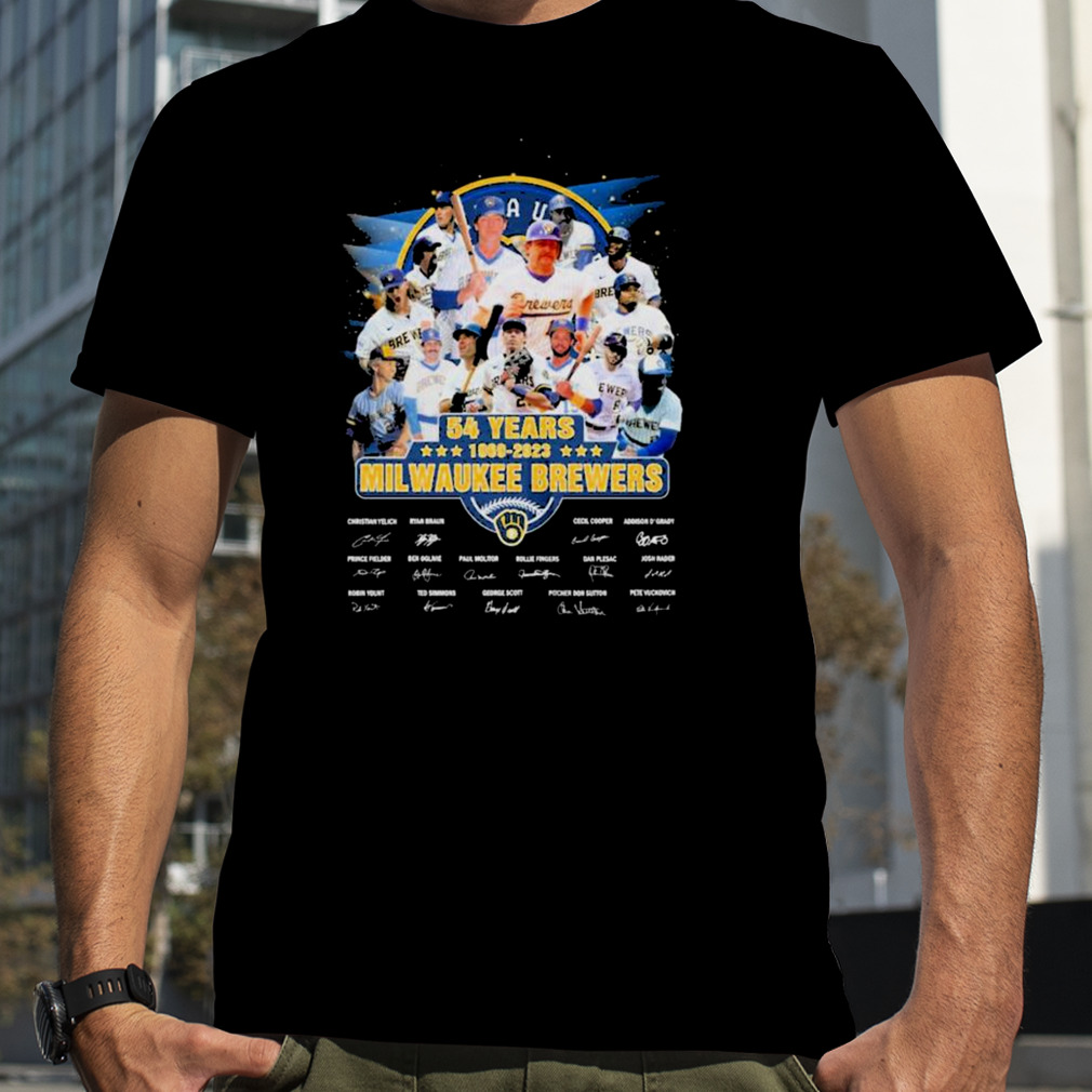 54 Years 19969 2023 Milwaukee Brewers Signature Shirt
