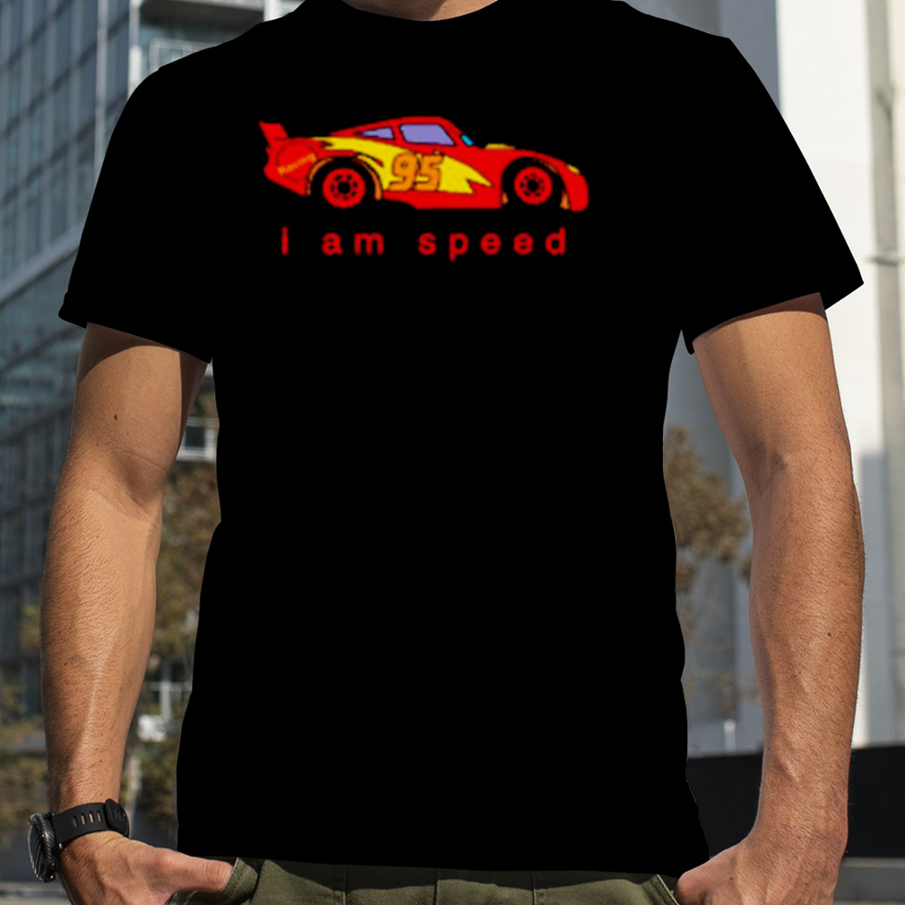 James Potter wearing I am speed 95 cars shirt