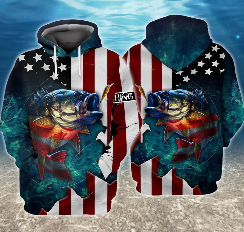 4th Of July Independence Day Fishing American Flag 3d Zip Hoodie