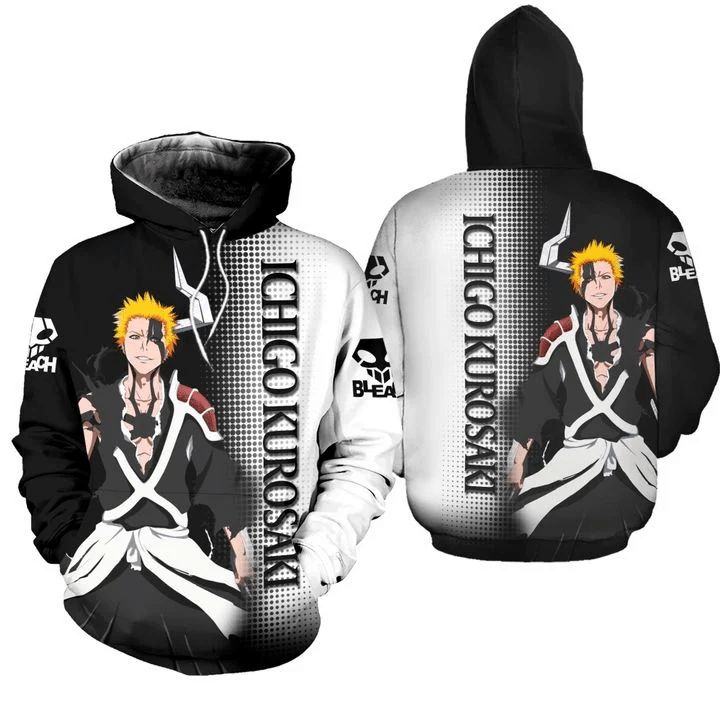 Bleach Ichigo Kurosaki Anime Manga 3d Zip Hoodie