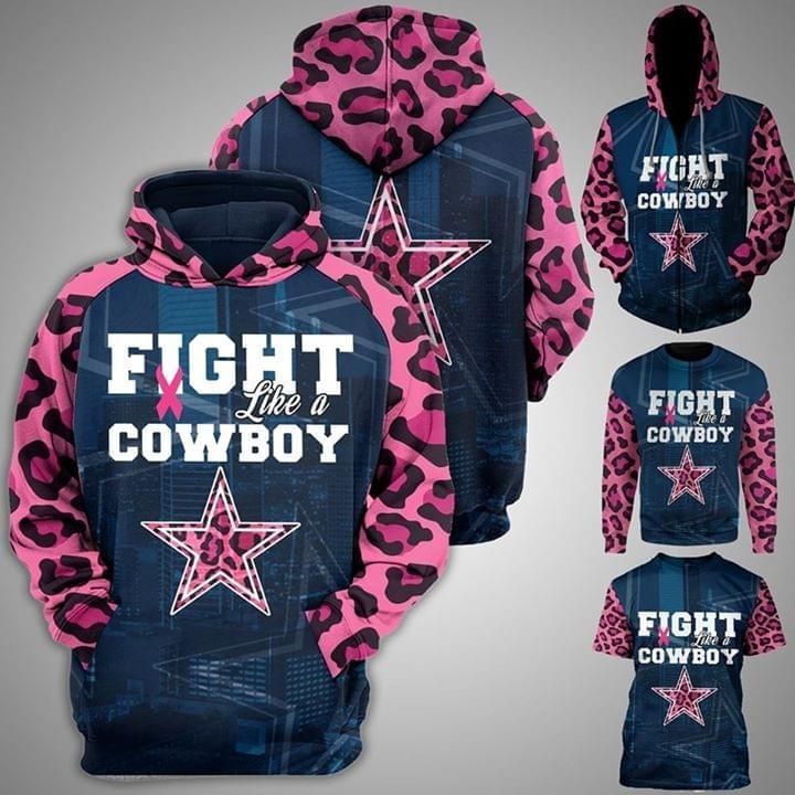 Dallas Cowboys Fight Like A Cowboys Pink Leopard 3d Hoodie