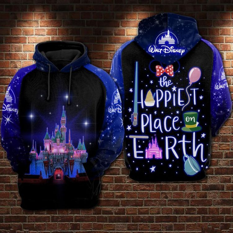 Disney Shirt The Happiest Place On Earth Over Print 3d Zip Hoodie