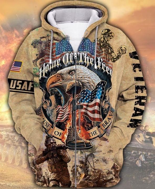 Eagles Home Of The Free Usa Zip 3d T Shirt Zip Bomber Hoodie