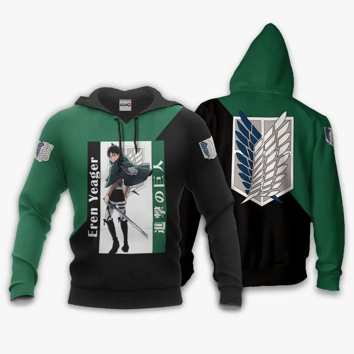 Eren Yeager Attack On Titan Anime Manga 3d Zip Hoodie