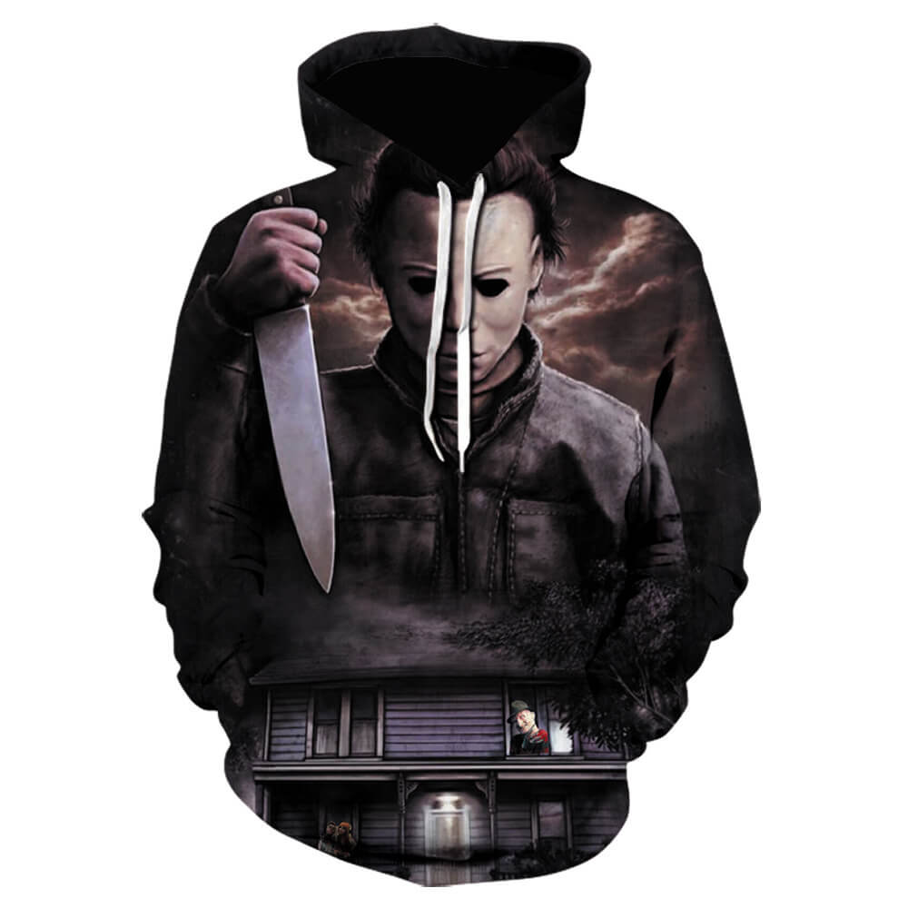Halloween Horror Movie Moonlight Flustered Michael Myers Unisex Adult Cosplay 3D Print Hoodie Pullover Sweatshirt
