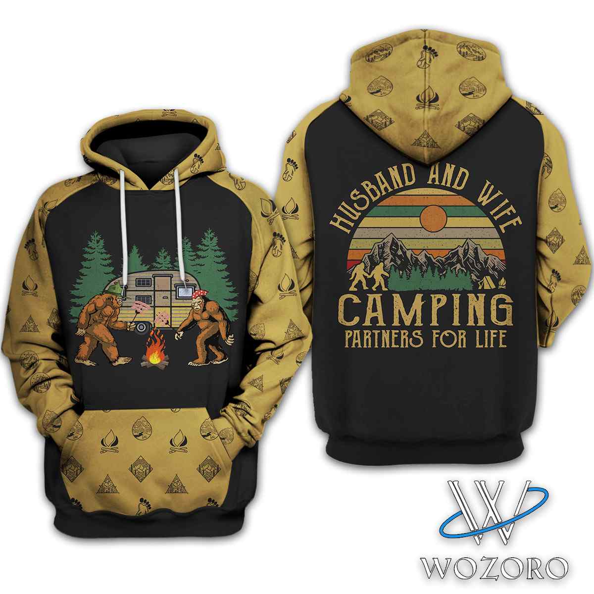 Husband And Wife Camping 3D Hoodie