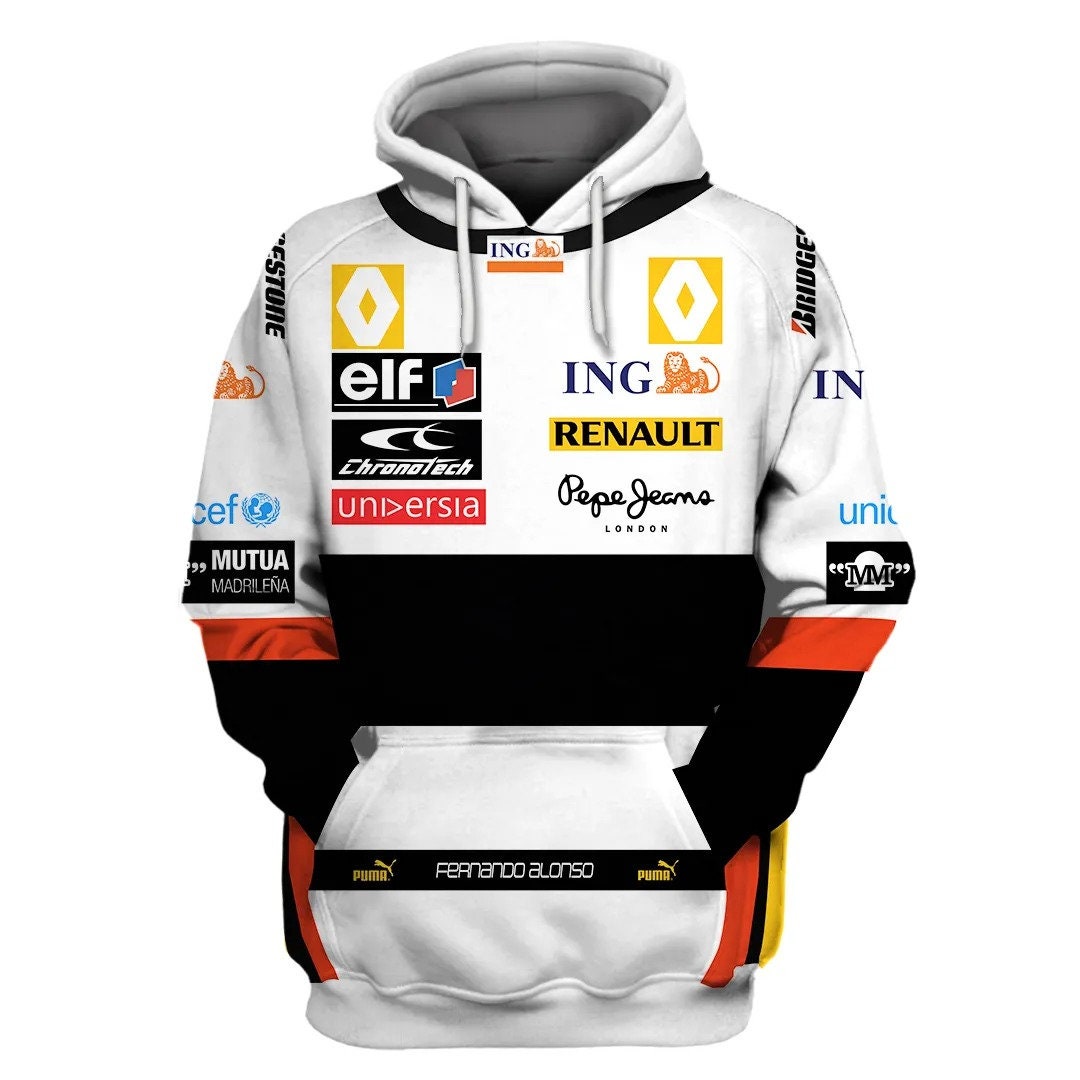 ING Renault Racing 3D Fernando Alonso Driver Team MM Renault Sportcar F1 Team AOP Unisex Hoodie