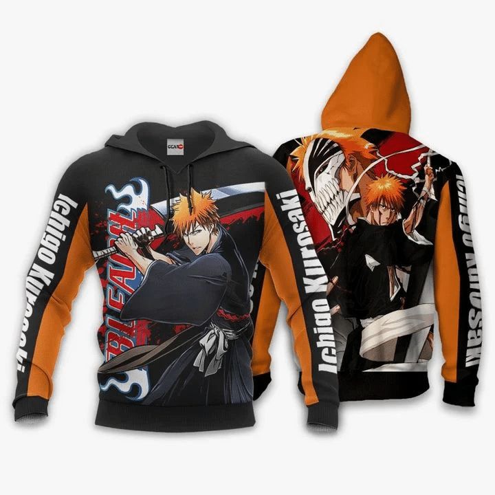 Ichigo Kurosaki Anime Manga Bleach 1 3d Zip Hoodie