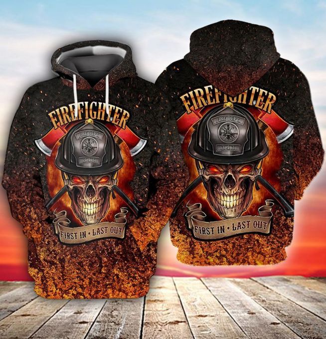 Memorial Day Firefighter Skull First In Last Out 3d Zip Hoodie