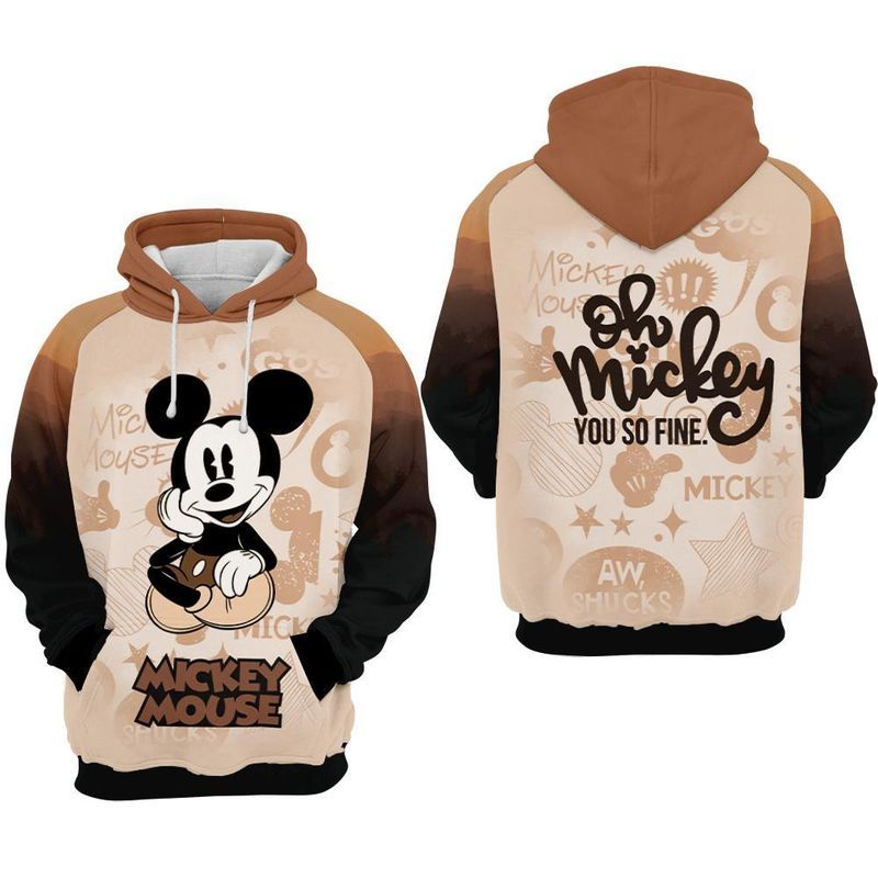 Micke Mouse Oh You So Fine Over Print 3d Zip Hoodie