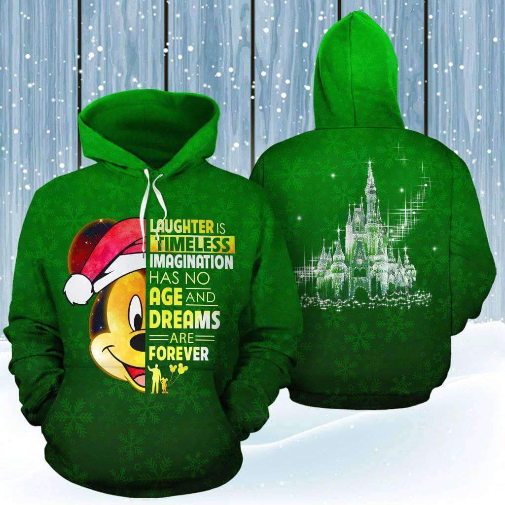 Mickey Mouse Face Christmas Quote Green 3D Printed Hoodie