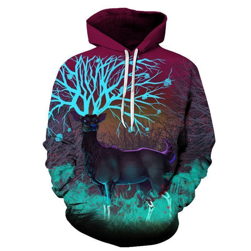 Neon Deer 3D Sweatshirt Hoodie Pullover