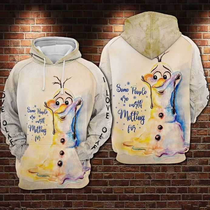 Olaf Frozen - Some People Are Worth Melting For Over Print 3d Hoodie