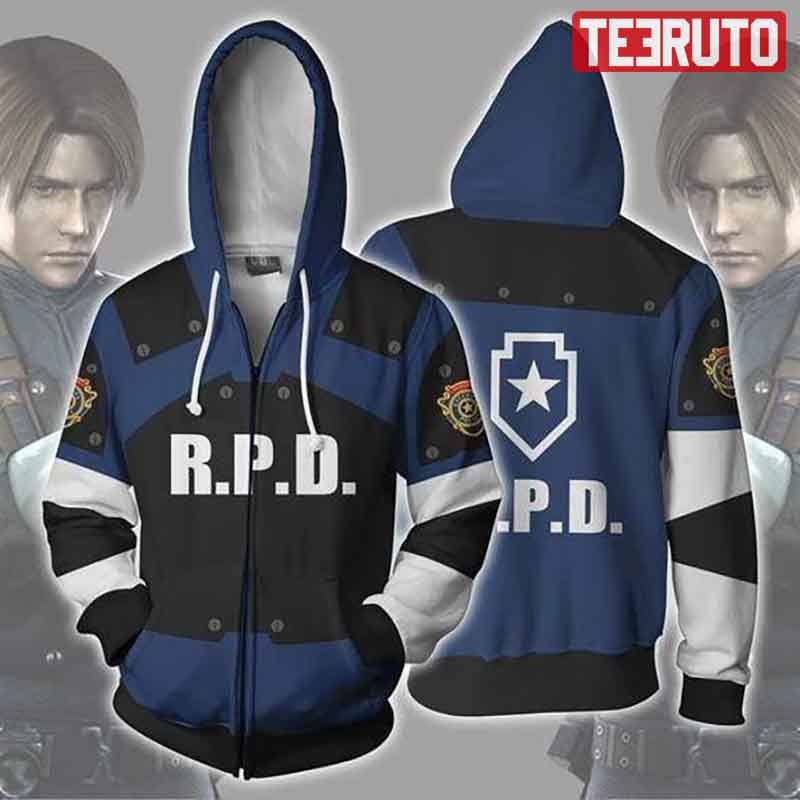 Resident Evil Leon Kennedy Rpd Cosplay Zip Up Jacket Hoodie
