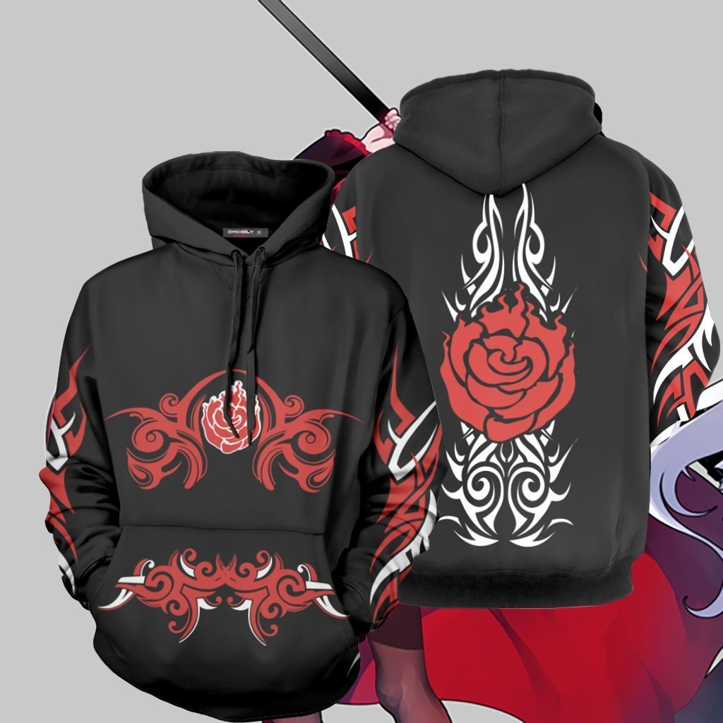 Rwby Anime Ruby Rose Crescent Red Black Cosplay Unisex 3D Printed Hoodie Sweatshirt Pullover
