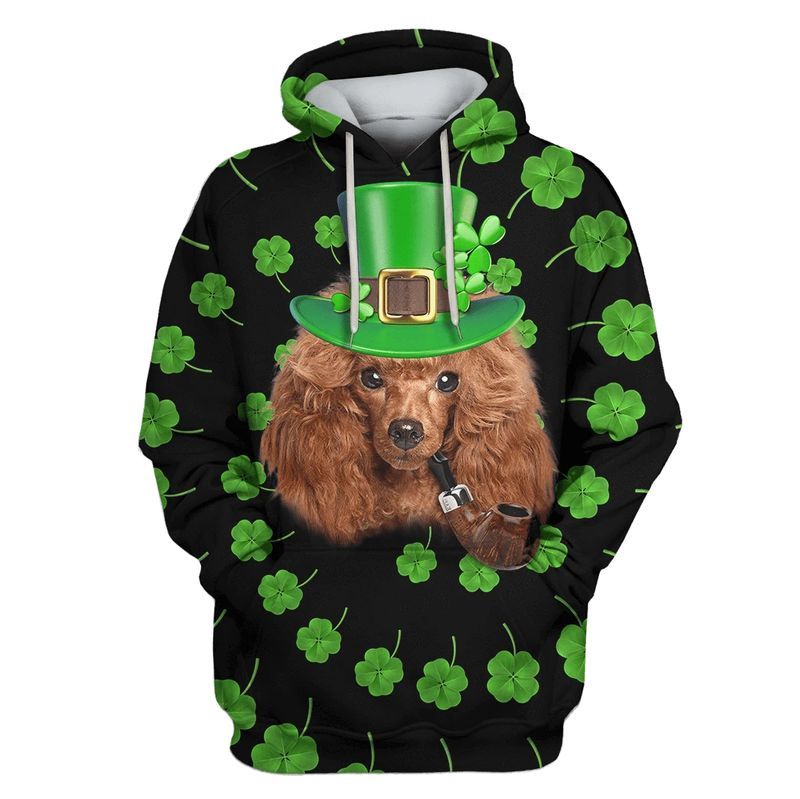 Saint Patrick Day Poodle Apparel Green Over Print 3d Zip Hoodie