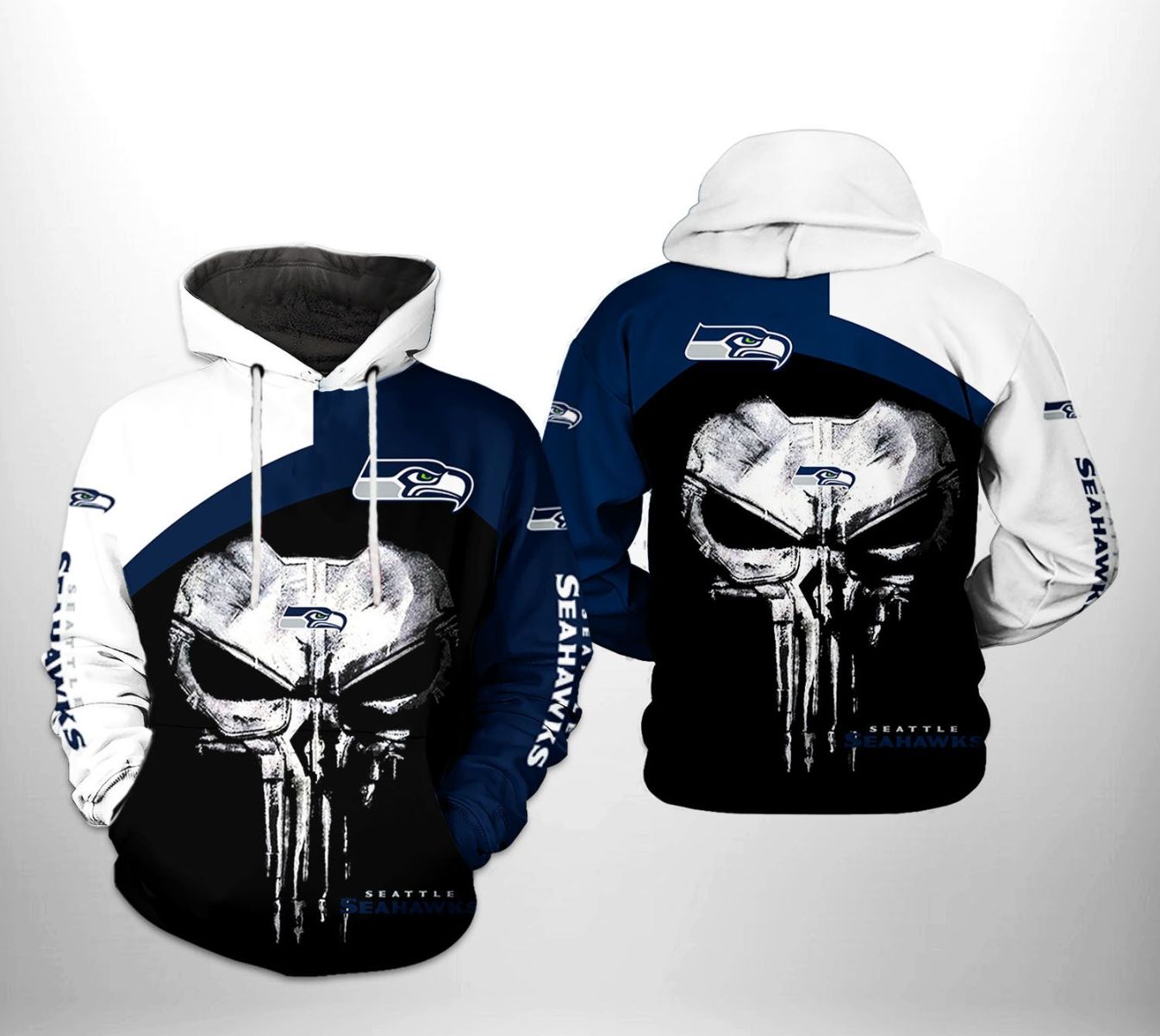 Seattle Seahawks NFL Skull Punisher Team 3D Printed Hoodie