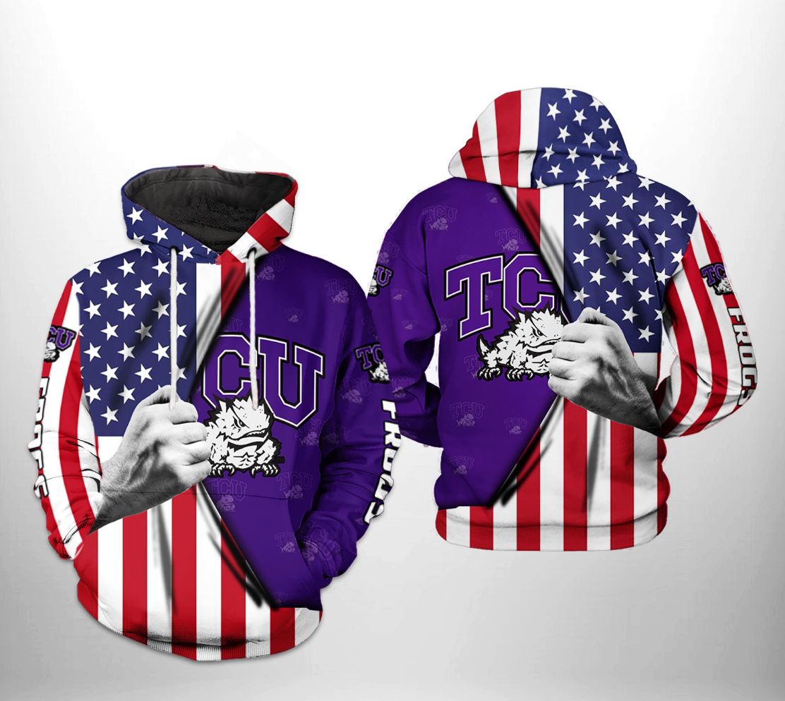 Tcu Horned Frogs NCAA US Flag 3D Printed Hoodie
