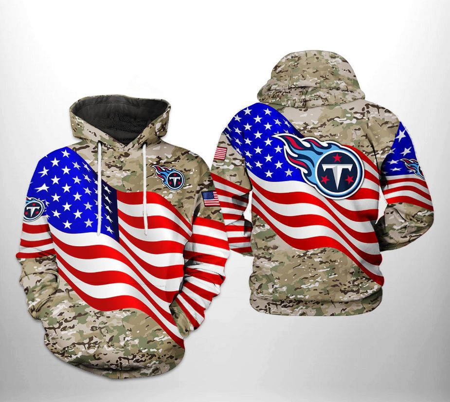 Tennessee Titans NFL US Flag Camo Veteran Team 3D Printed Hoodie