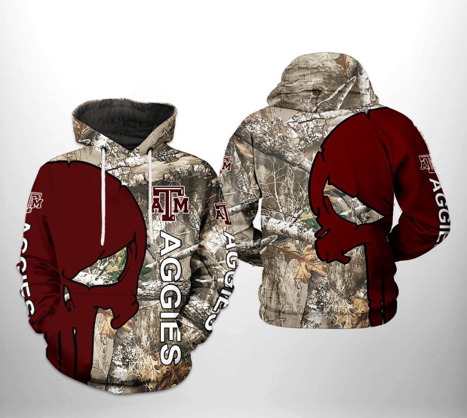Texas A&ampM Aggies NCAA Camo Veteran Hunting 3D Printed Hoodie