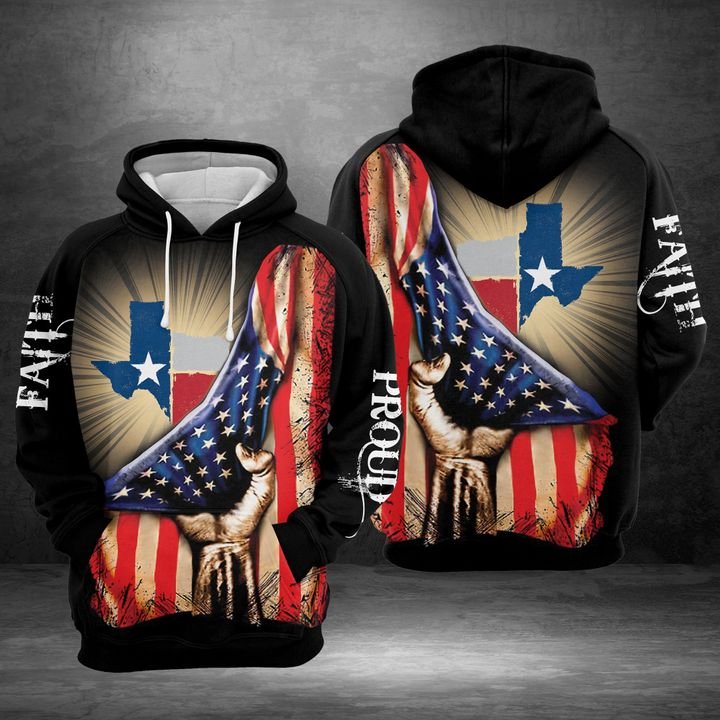 Texas Faith And Proud 3D Printed Hoodie