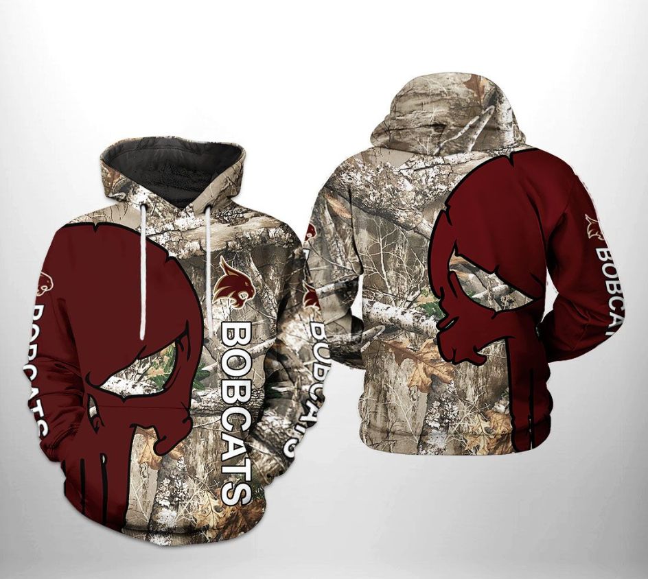 Texas State Bobcats NCAA Camo Veteran Hunting 3D Printed Hoodie