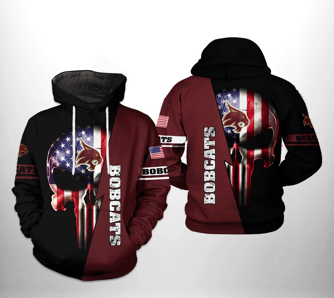 Texas State Bobcats NCAA US Flag Skull 3D Printed Hoodie