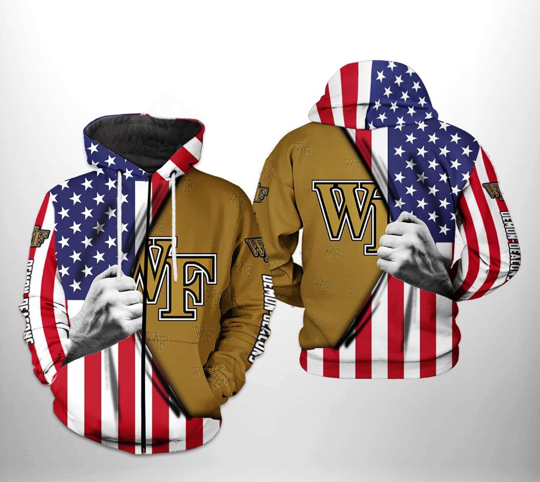 Wake Forest Demon Deacons NCAA US Flag 3D Printed Hoodie