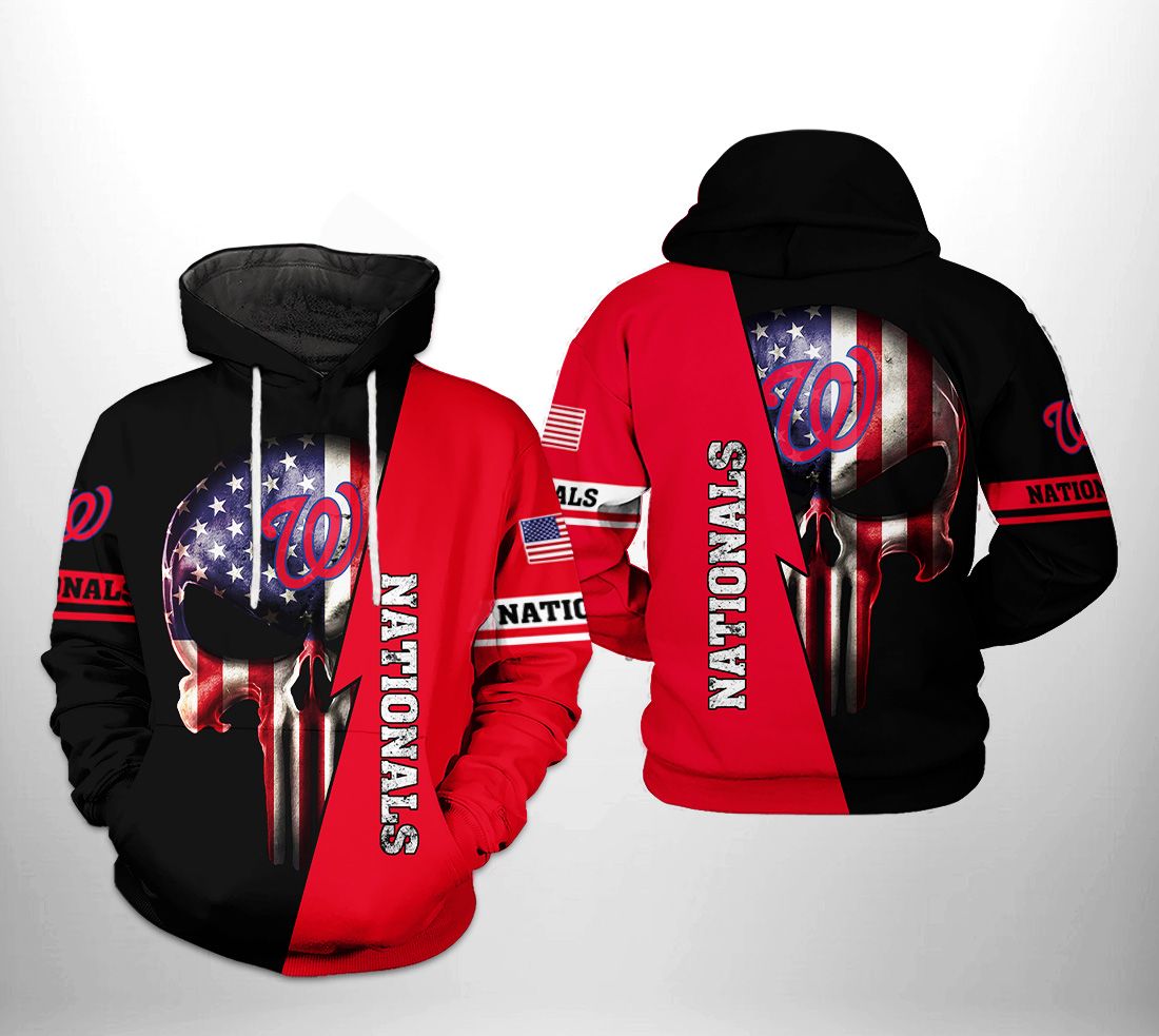 Washington Nationals MLB US Flag Skull 3D Printed Hoodie
